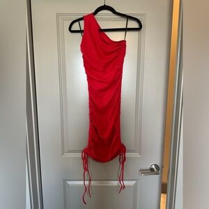 SHEIN adjustable one shoulder red dress